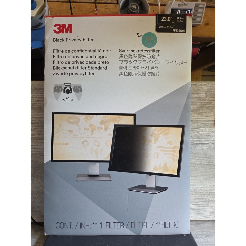 3M Frameless Blackout Privacy Filter for 23 in. Monitor PF230W9B 16:9 Ratio B3